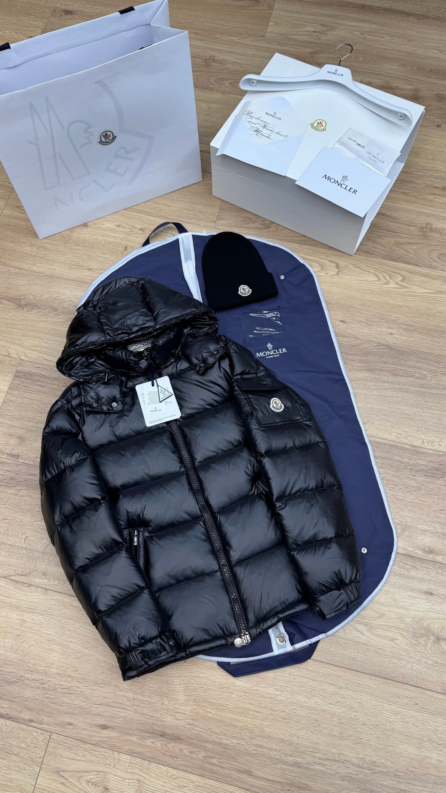 Moncler Maya Hooded Short Down Jacket Black